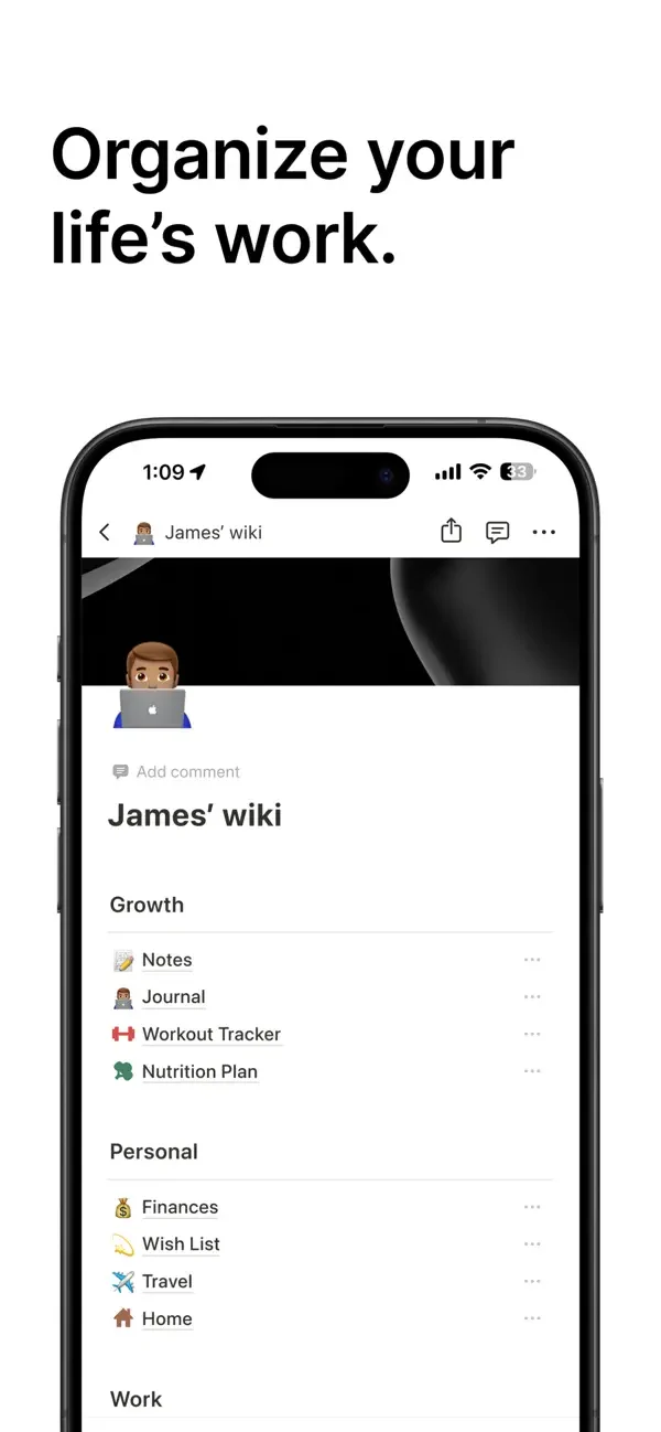 Workspace page hierarchy
