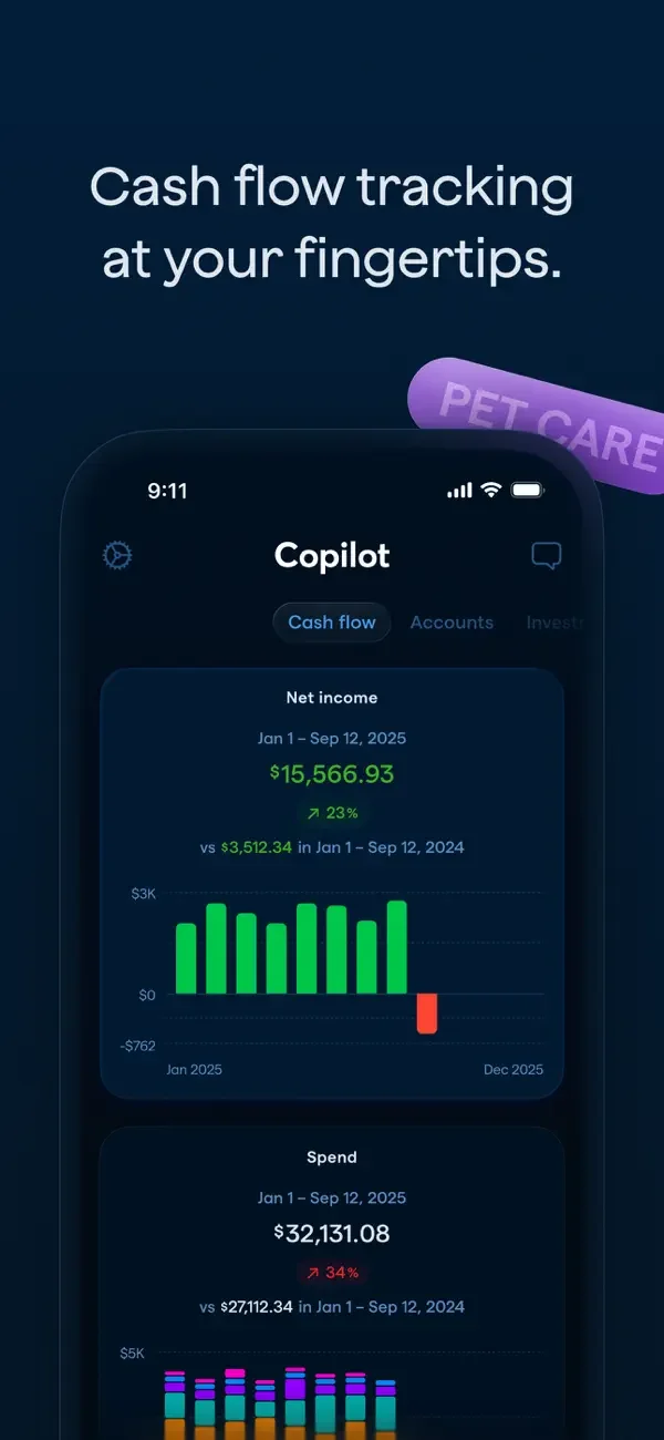 Copilot Money — Cash-flow charts