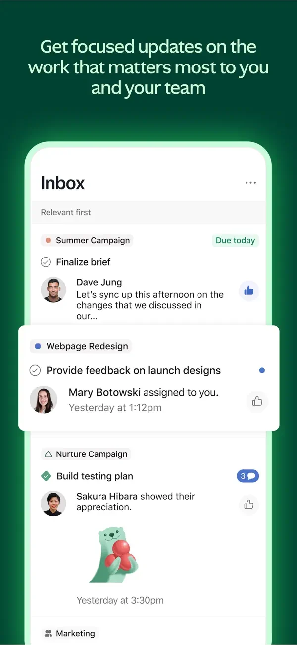 Activity inbox