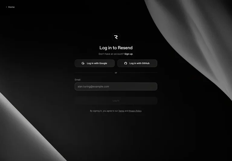 Resend — Sign in — captured design reference