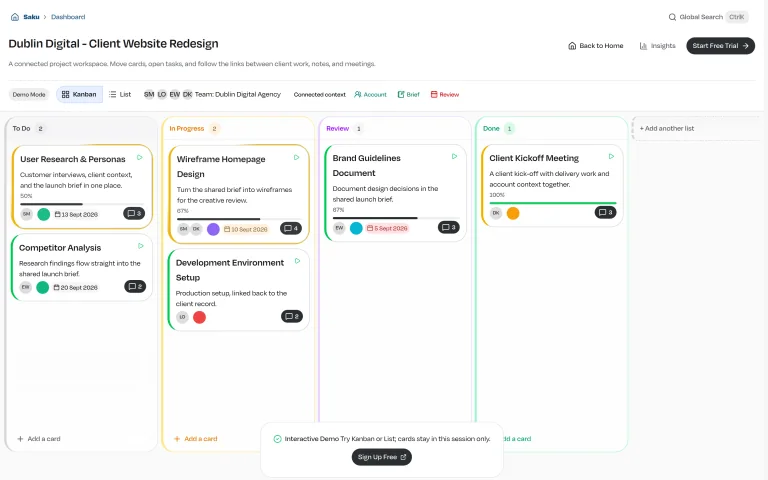 Saku — Team workspace demo preview