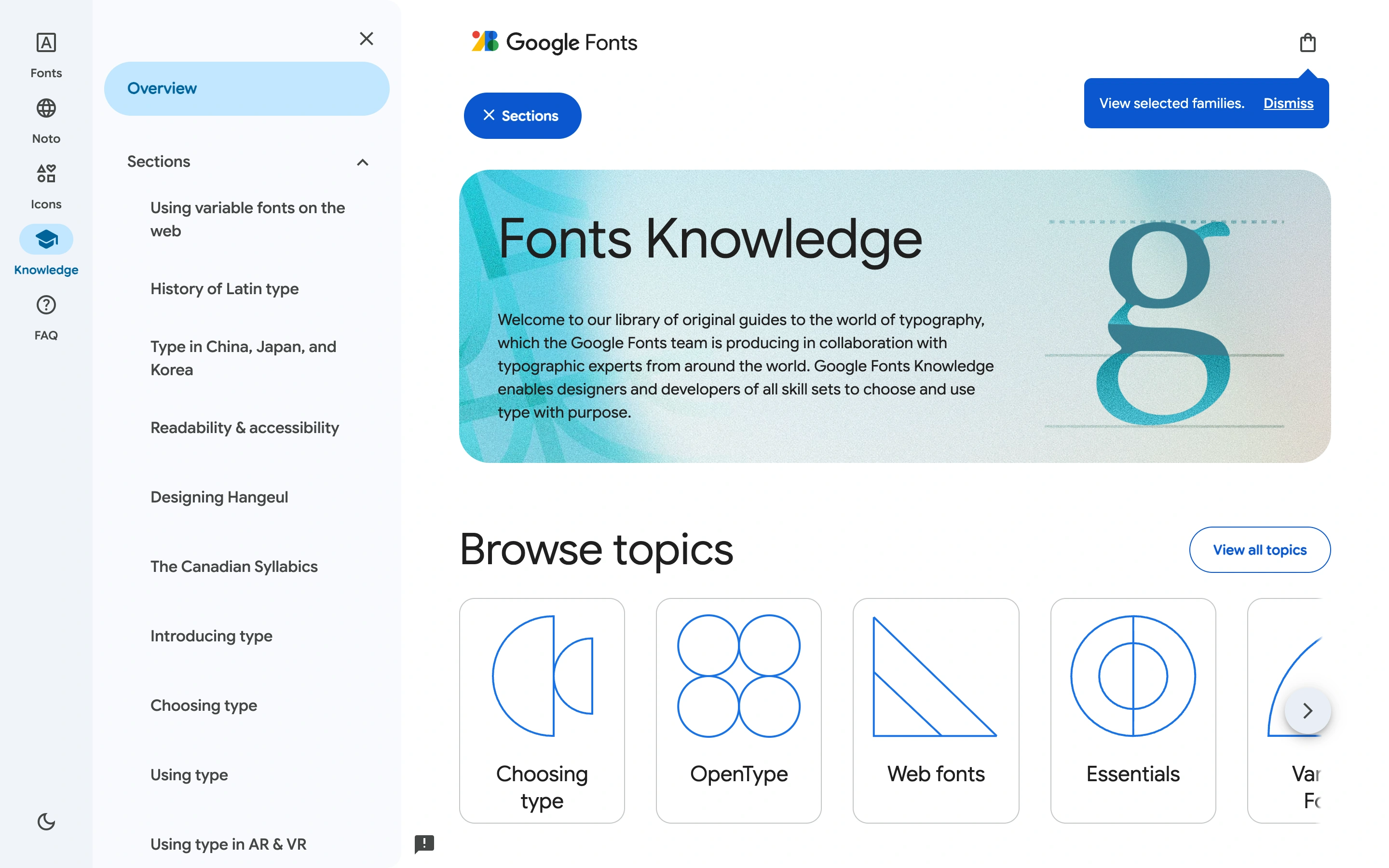 Google Fonts Knowledge — captured interface