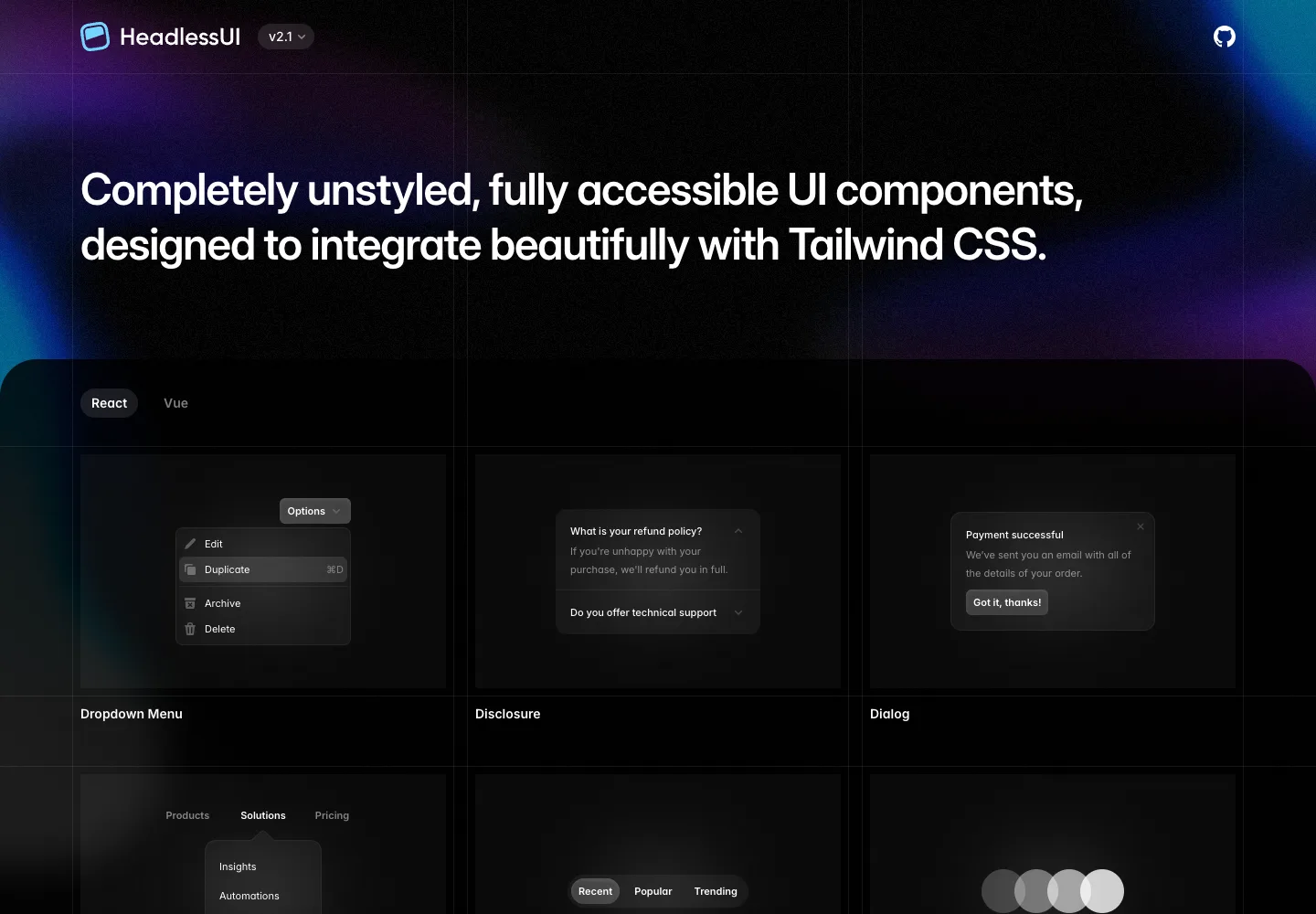 Headless UI — captured interface