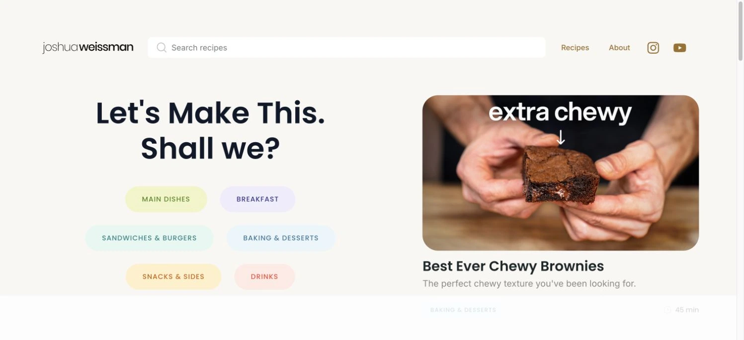 Joshua Weissman — captured interface