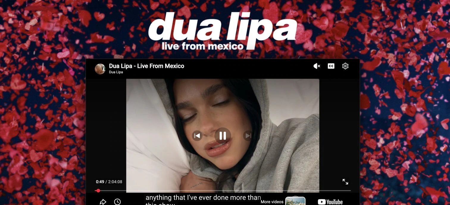Dua Lipa — captured interface