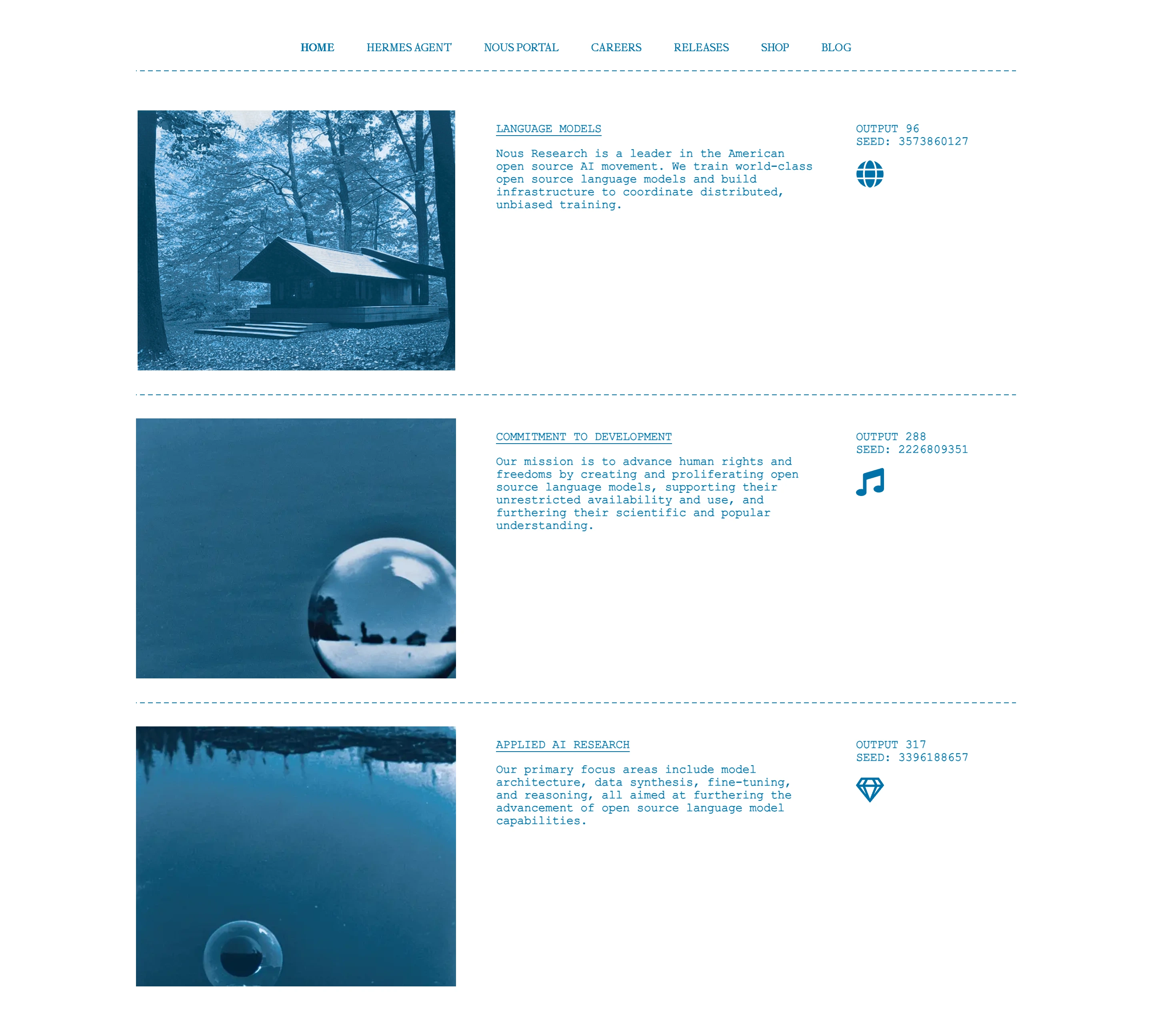 Nous Research — Duotone Research Log — captured interface