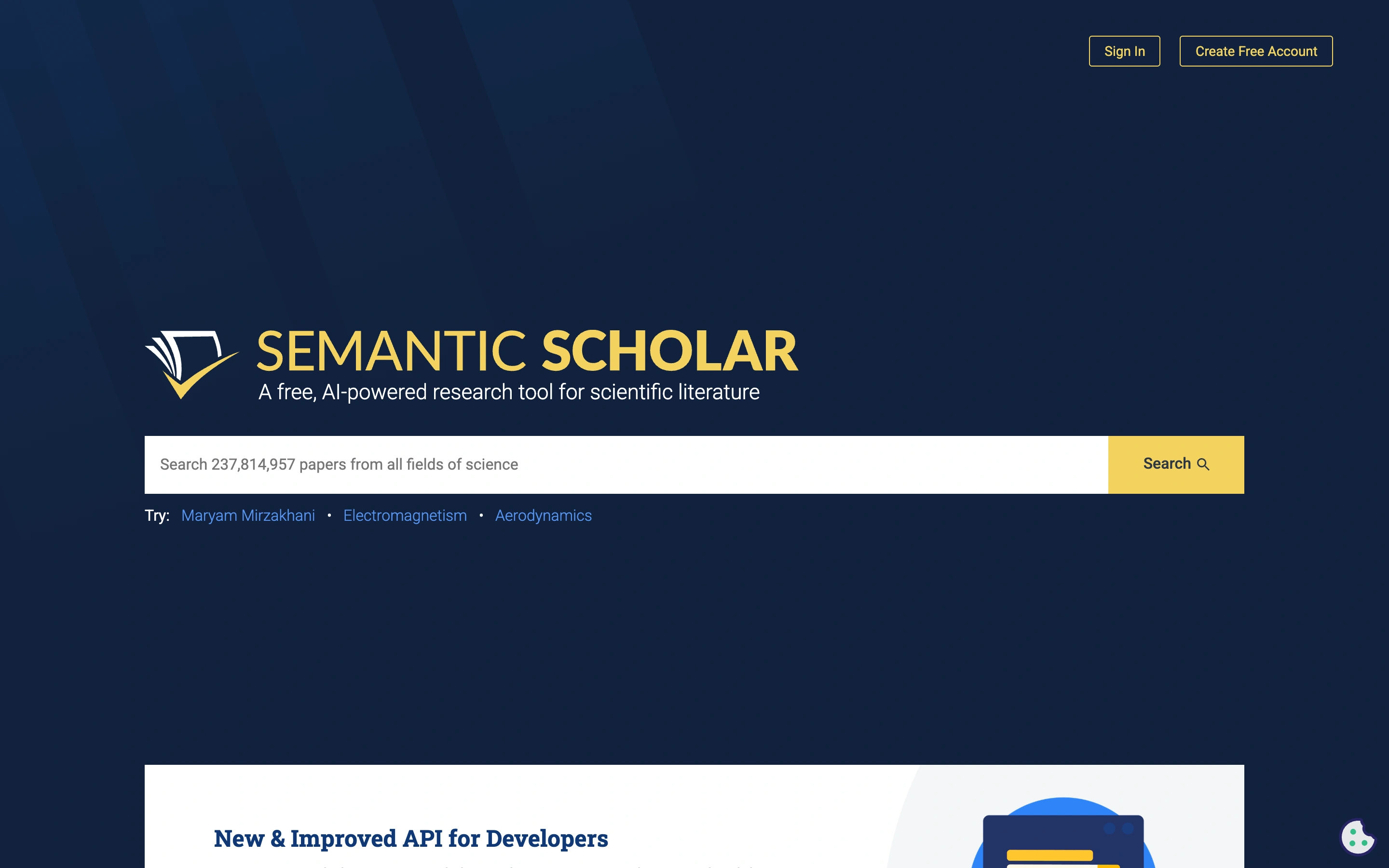 Semantic Scholar — Paper search — captured interface