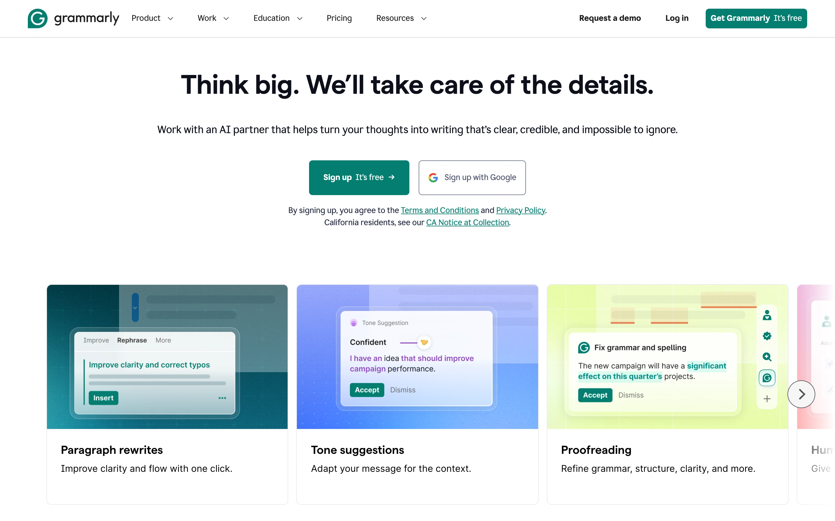 Grammarly — captured interface