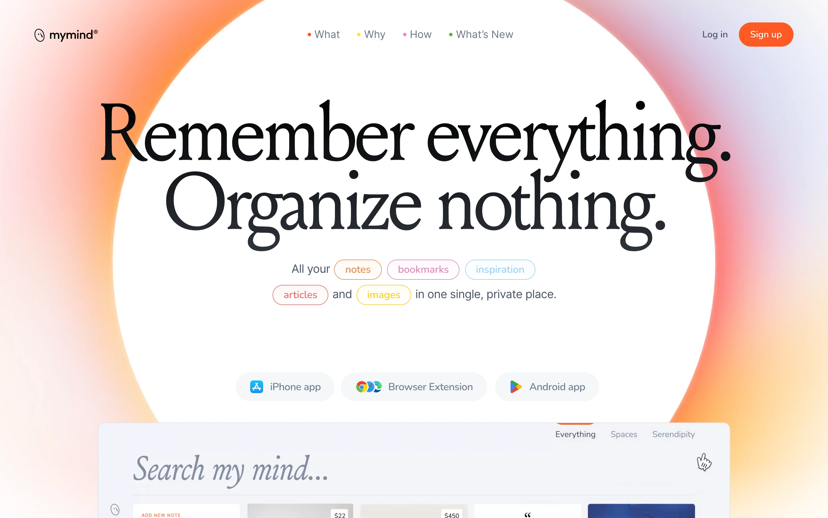 mymind — captured interface