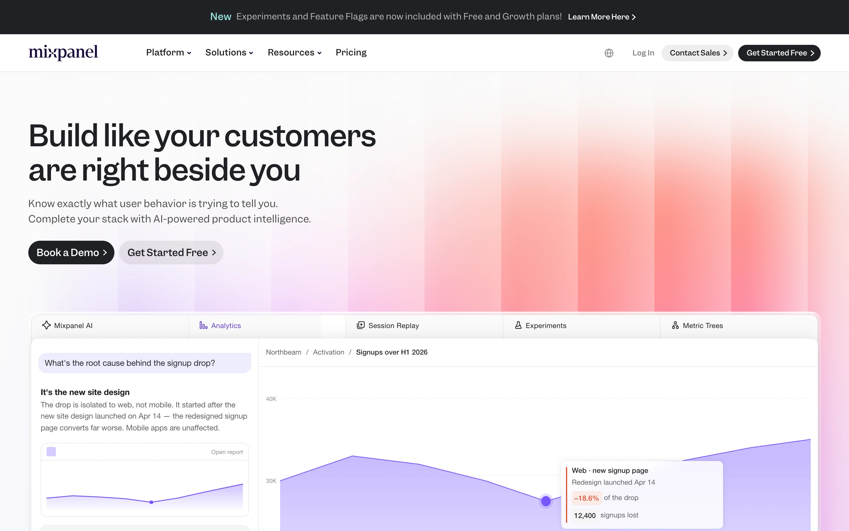 Mixpanel — captured interface