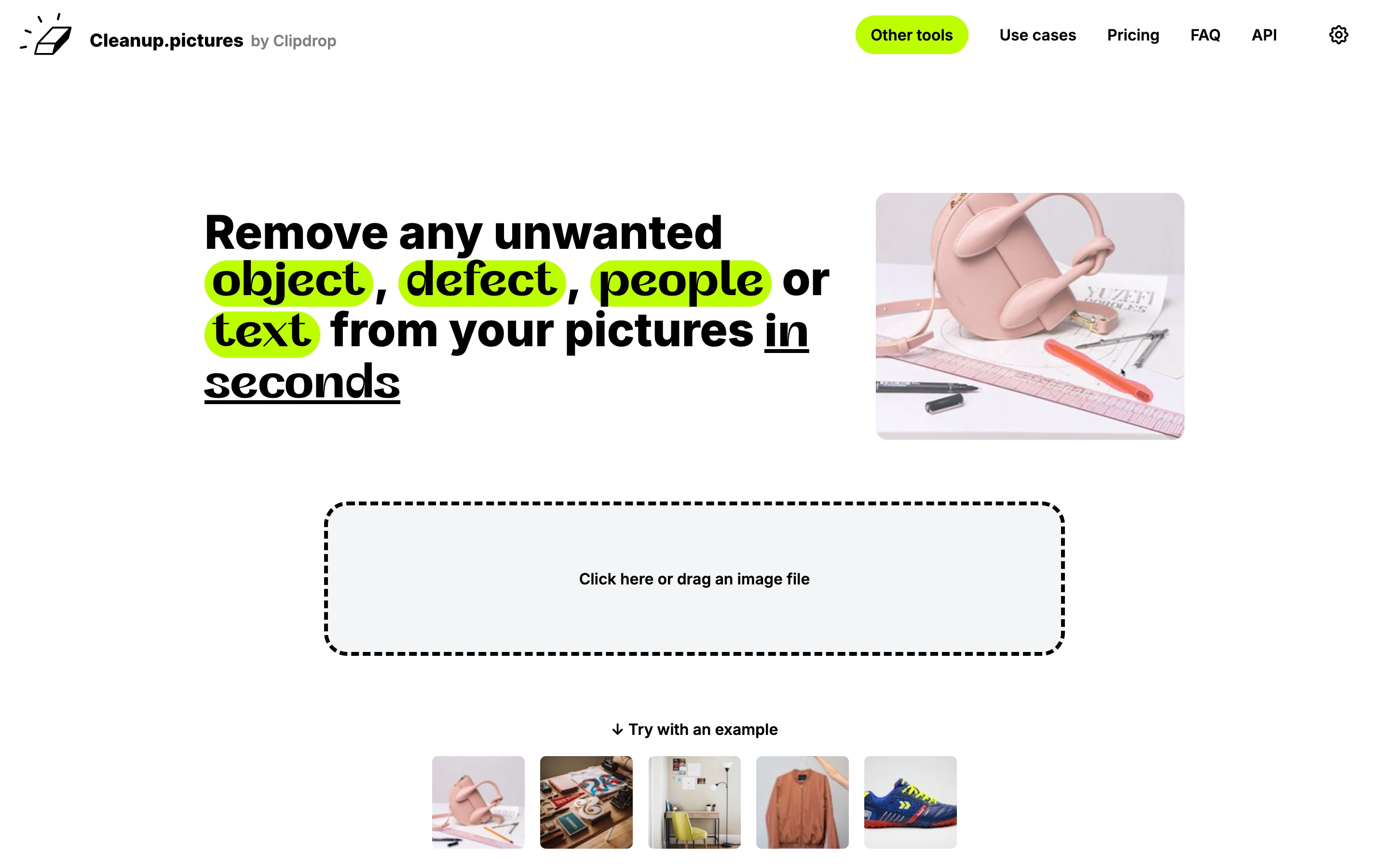 Cleanup.pictures — Image cleanup — captured interface