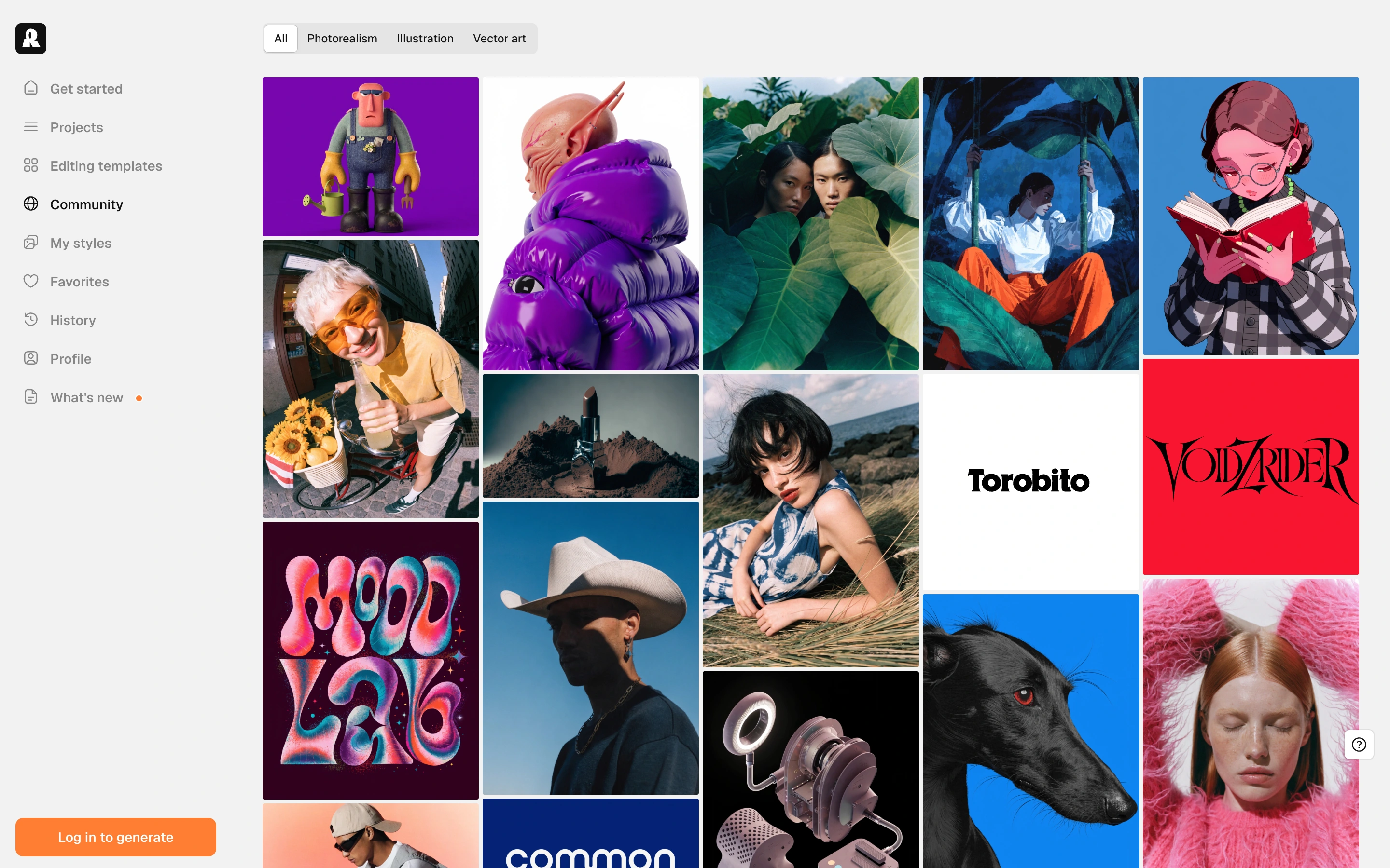 Recraft — Community gallery — captured interface