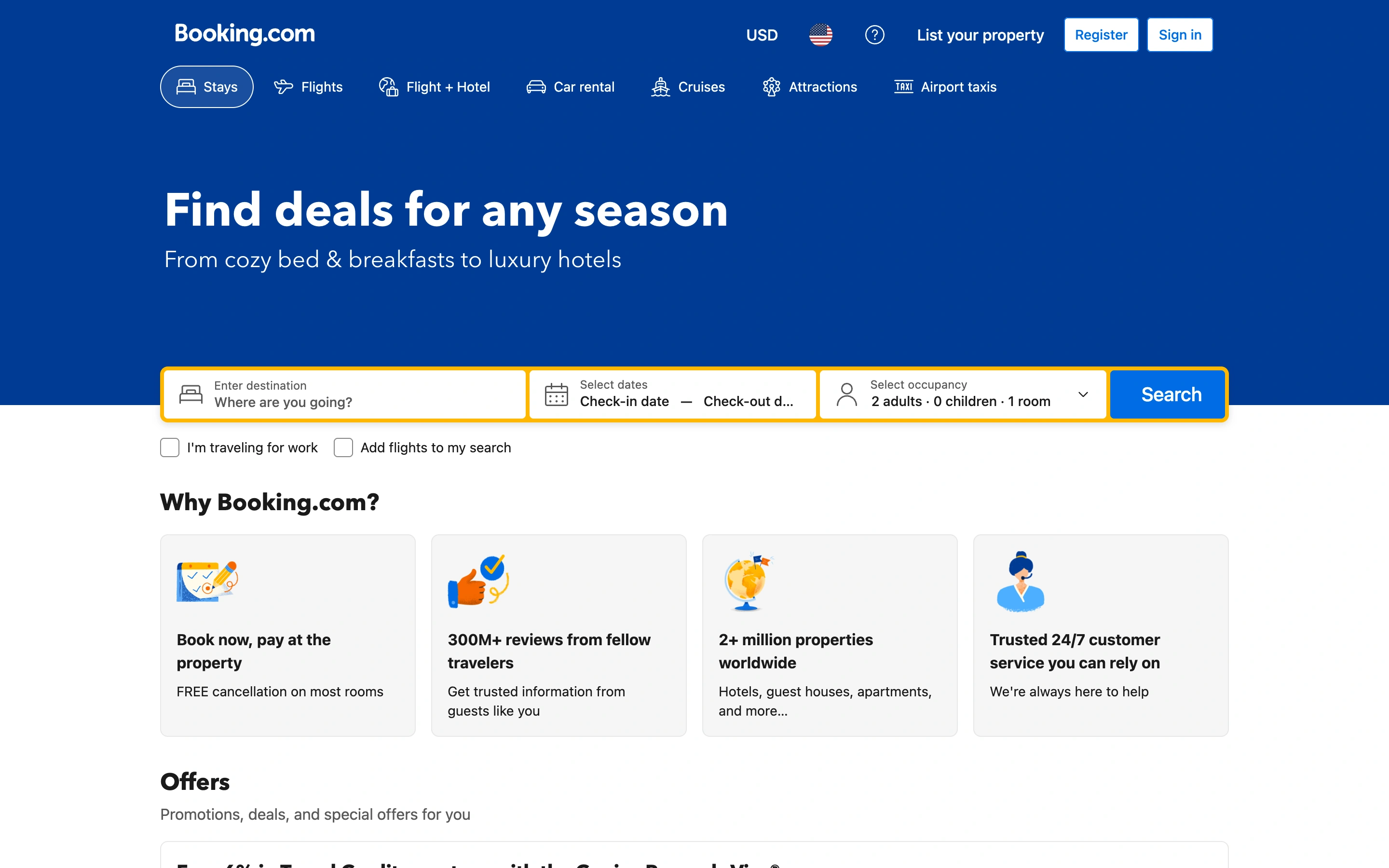 Booking.com — Stay search — captured interface