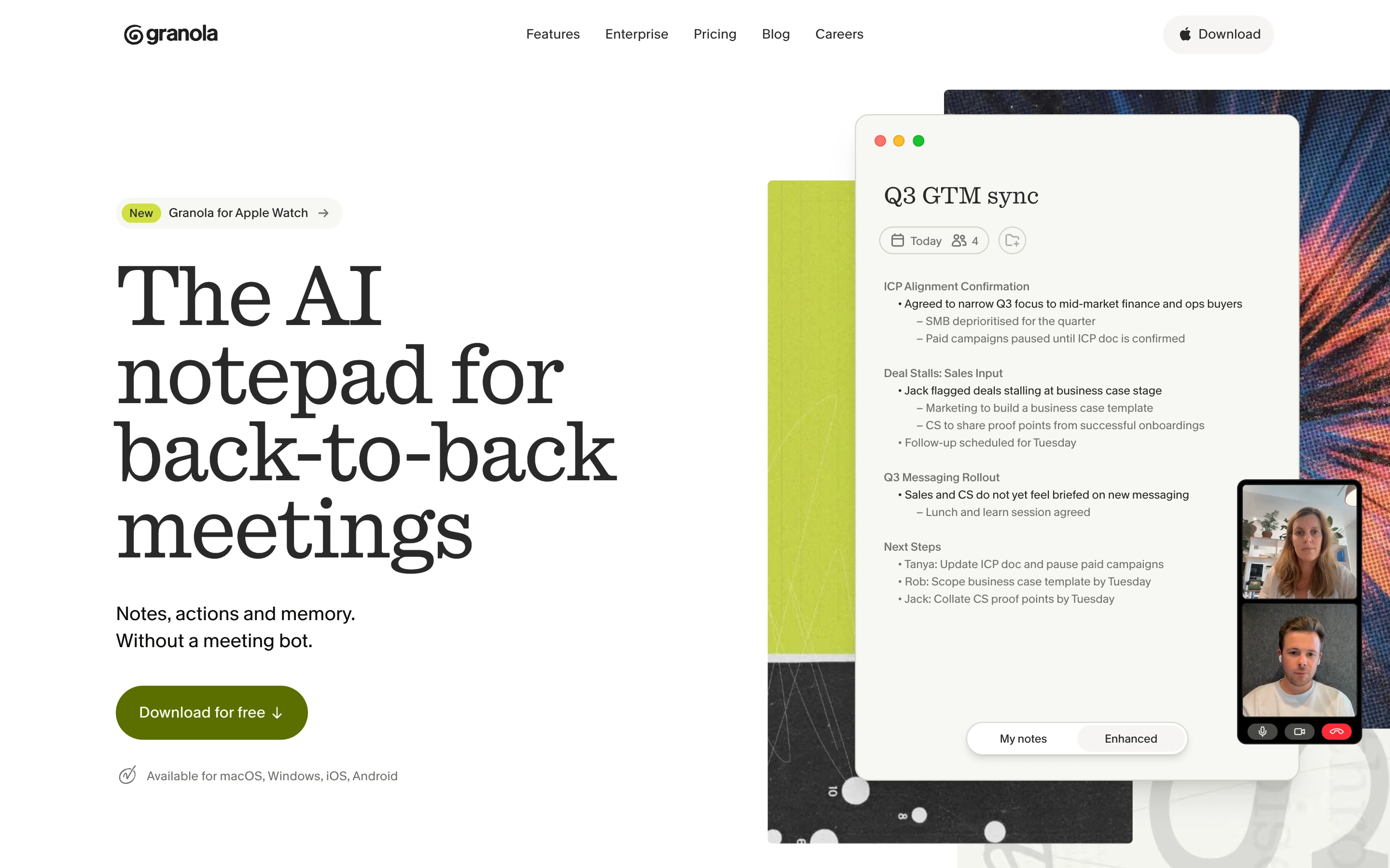Granola — captured interface