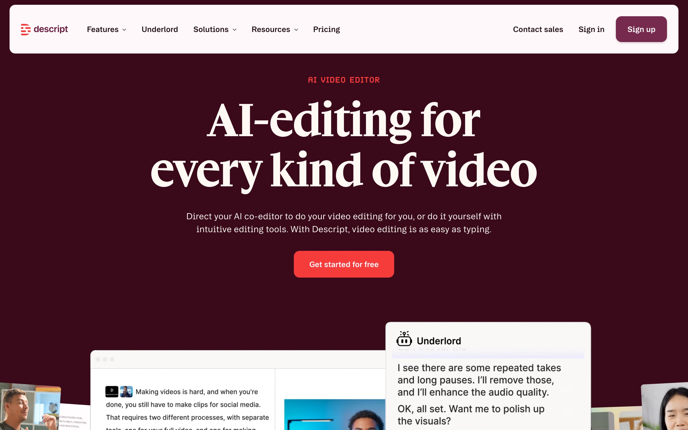 Descript — captured interface