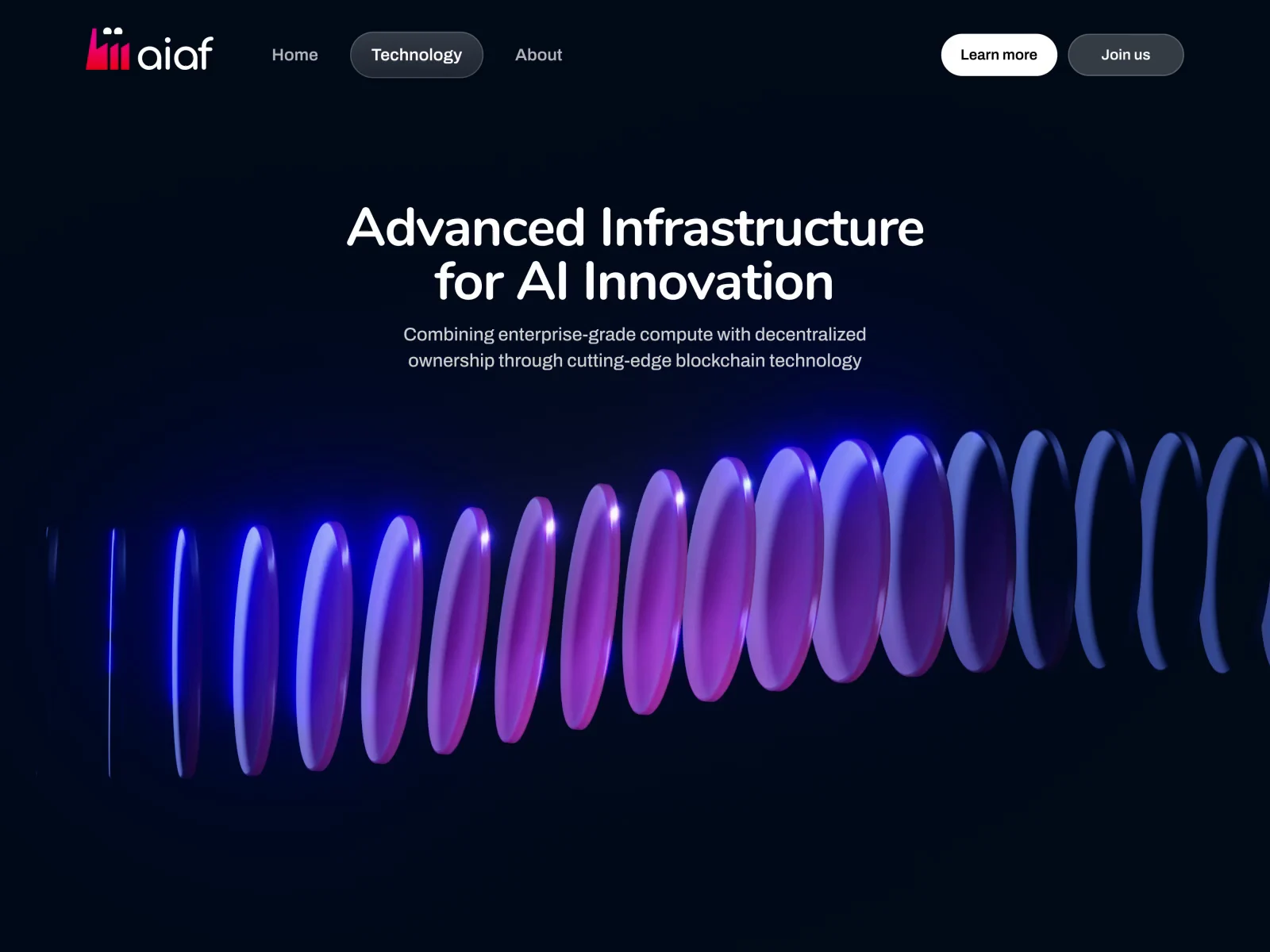AiAf Agents 3D Landing page animation technology preview