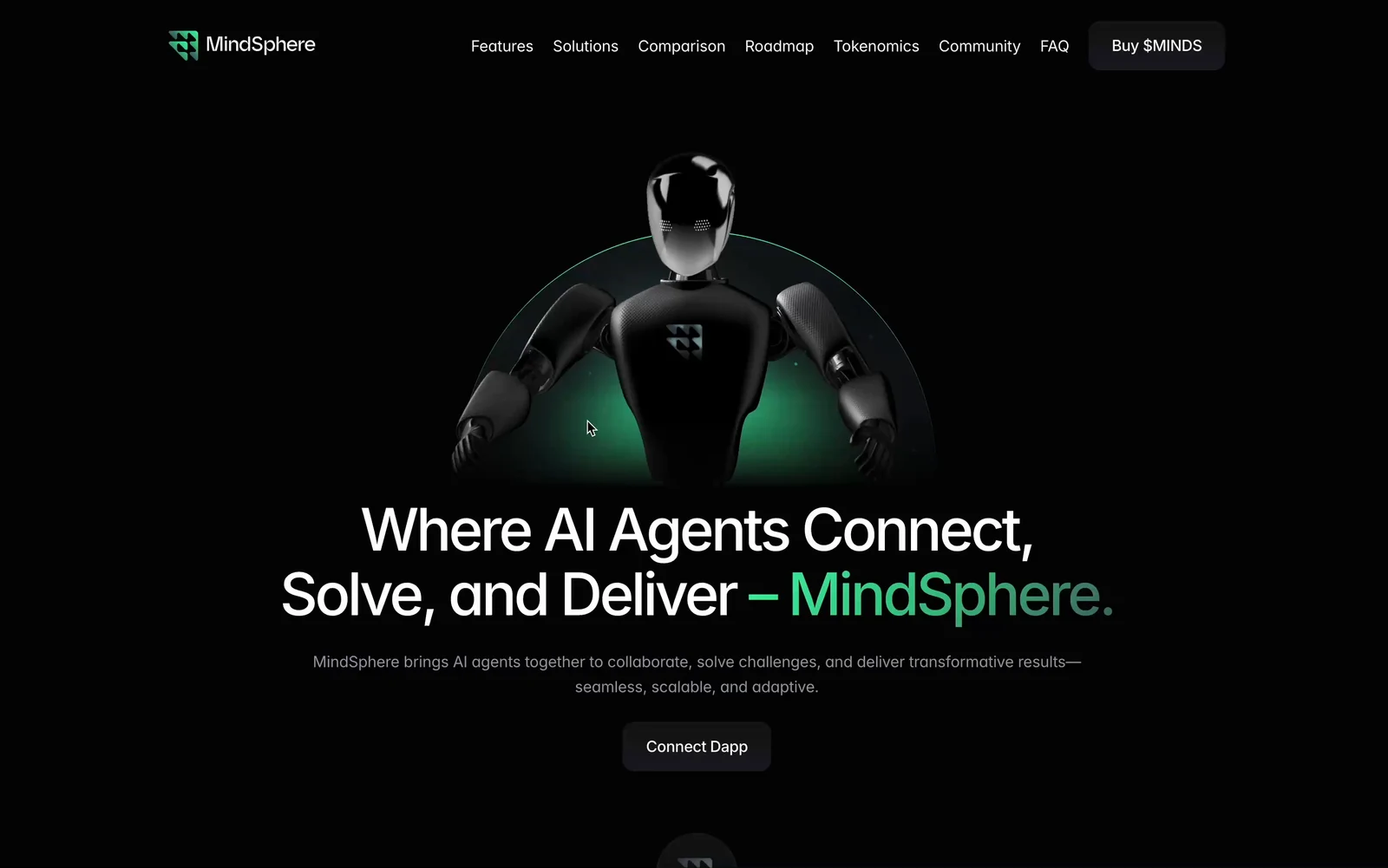 MindSphere Web3 AI Agent 3D Landing Page UI/UX Design preview