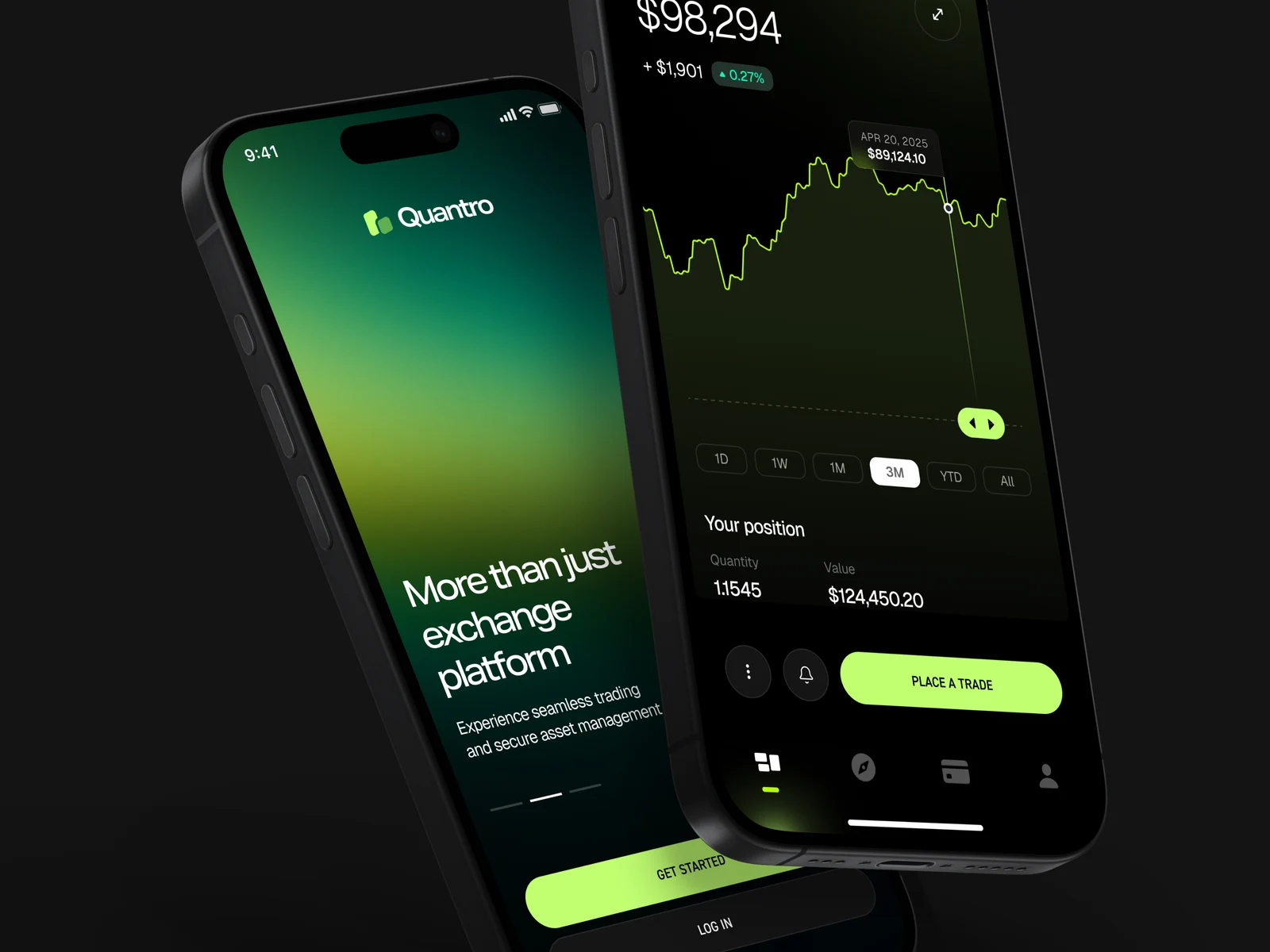 Trading crypto finance mobile app preview