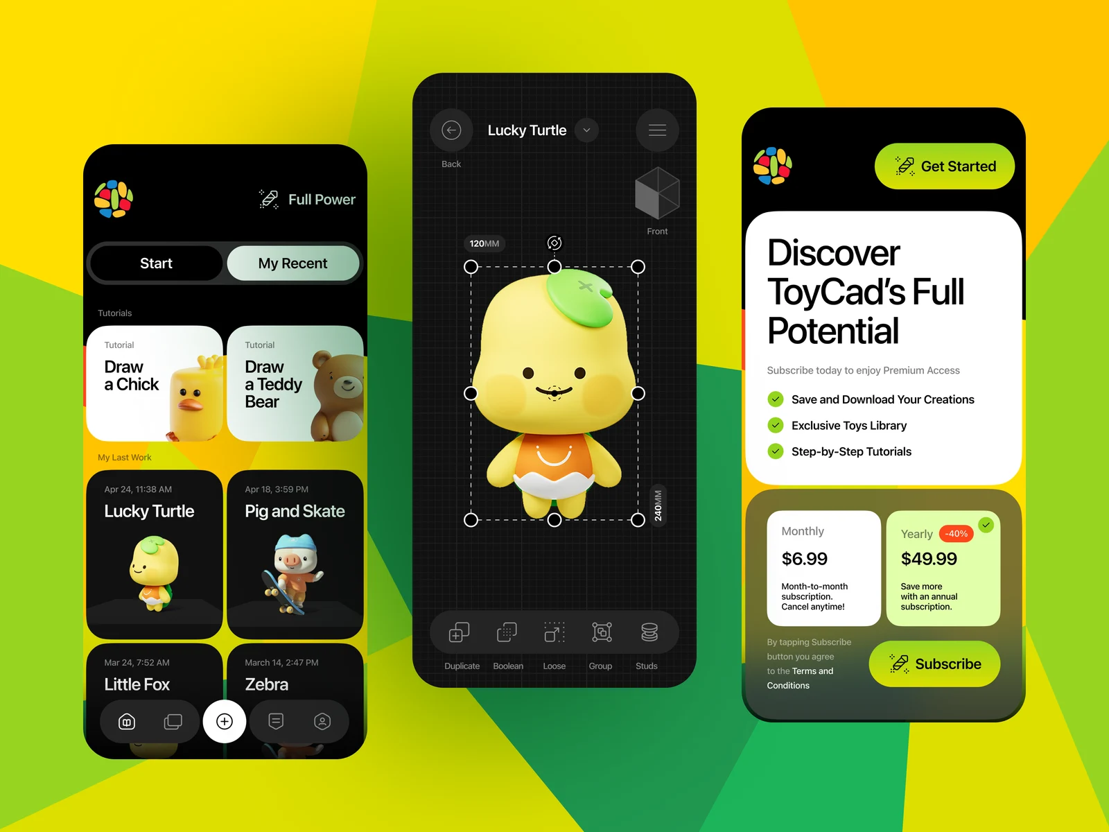 Creative 3D Builder Mobile App UI preview