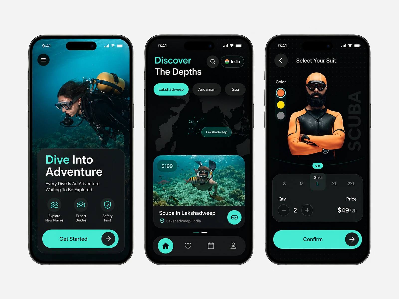 Scuba Diving App — Ocean Adventure & Booking UI preview