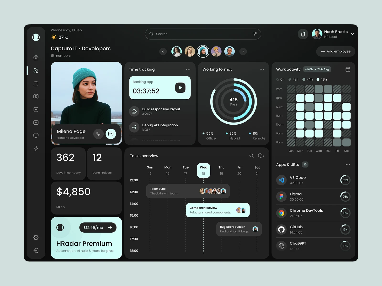 HR Dashboard Web App UI preview