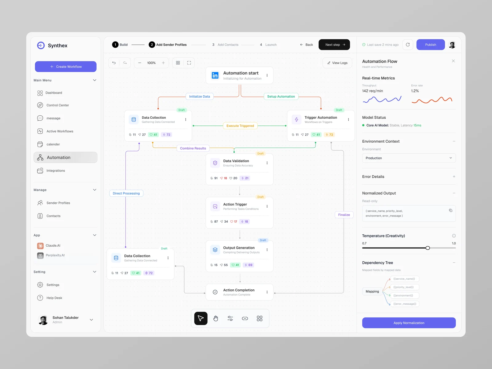 AI Workflow Automation SaaS Dashboard UI Design ✦ Synthex preview