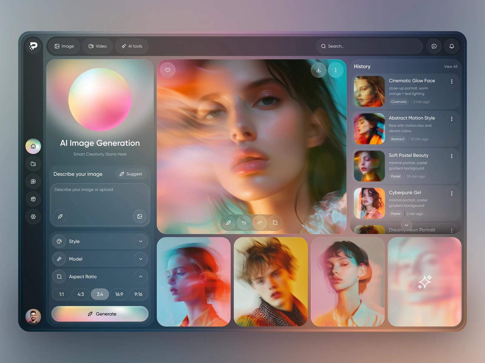 AI Image Generation Dashboard UI preview
